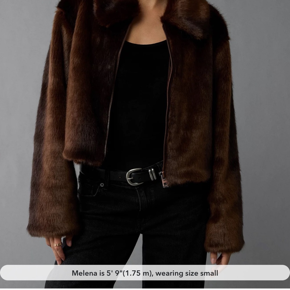 Women's Brown Faux Fur Jacket XS - American Eagle